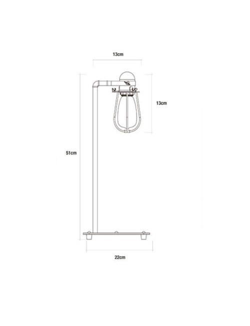 Lámpara de mesa vintage metalica e27 60w 22 x 51cm