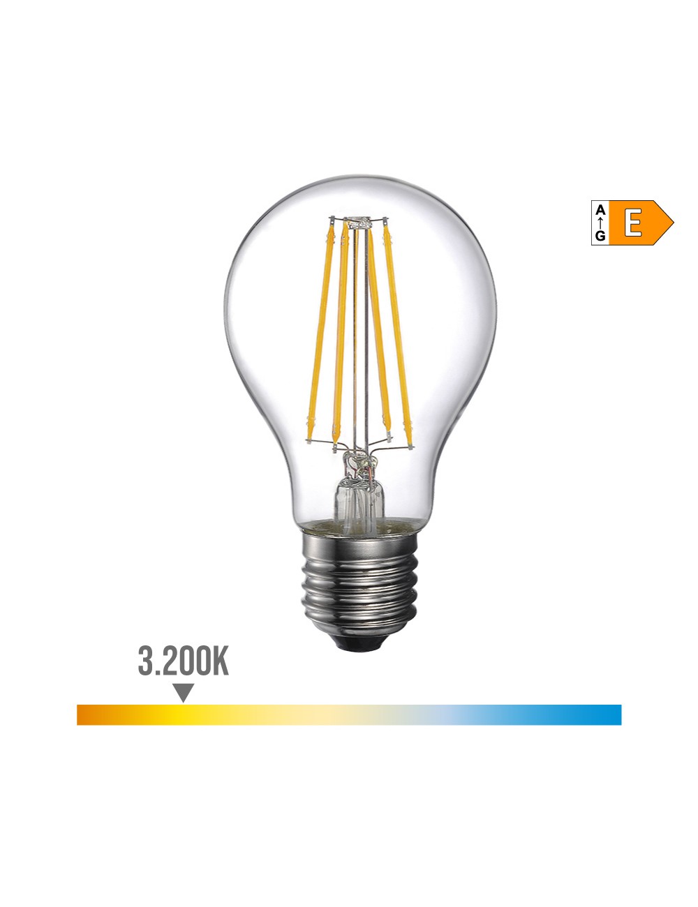 Bombilla standard con filamento de led e27 6 w 800 lm 3200 k luz calida ø6 x 10,6 cm