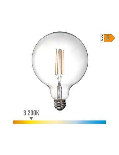 Bombilla de globo con filamento de led e27 6 w 800 lm 3200 k luz calida ø12,5 x 18,2 cm