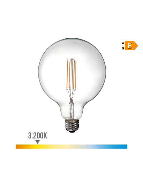 Bombilla de globo con filamento de led e27 6 w 800 lm 3200 k luz calida ø12,5 x 18,2 cm