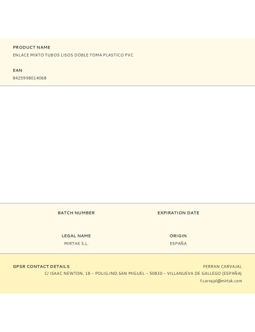 Enlace mixto tubos lisos doble toma plastico pvc