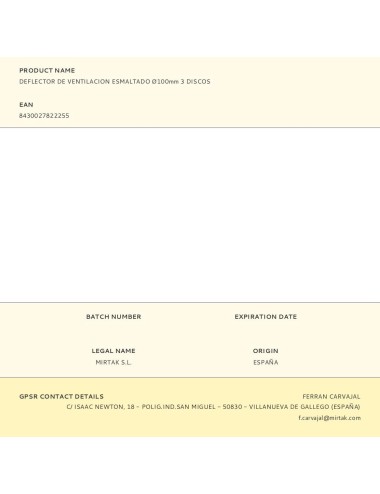 Deflector de ventilacion esmaltado ø100mm 3 discos