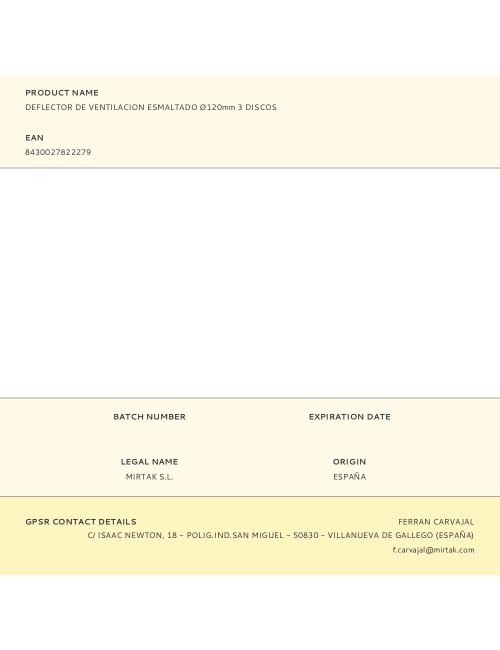 Deflector de ventilacion esmaltado ø120mm 3 discos