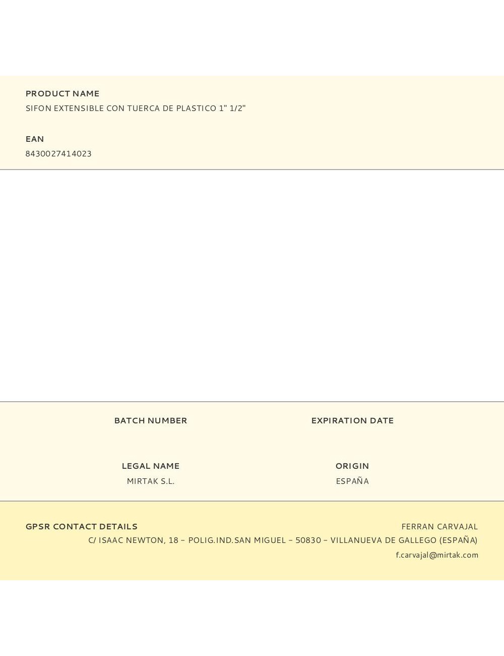 Sifon extensible con tuerca de plastico 1" 1/2"