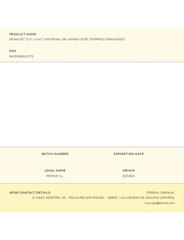 Desagüe "clic-clac" universal de lavabo-bidé cromado (envasado)