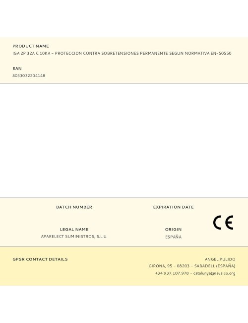 Iga 2p 32a c 10ka - proteccion contra sobretensiones permanente segun normativa en-50550