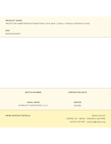 Protector sobretension transitorio 1p+n 30ka c 230vac 1 modulo (retractilado)