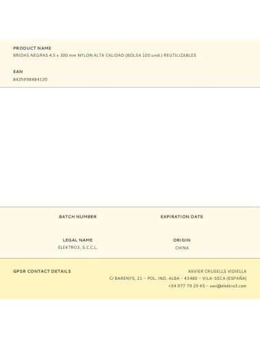 Bridas negras 4,5 x 300 mm nylon alta calidad (bolsa 100 unid.) reutilizables