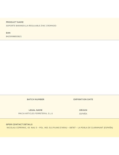Soporte barandilla regulable zinc cromado