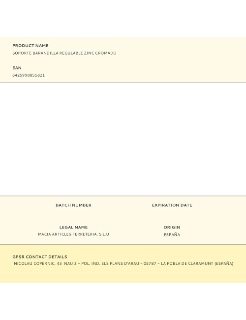 Soporte barandilla regulable zinc cromado