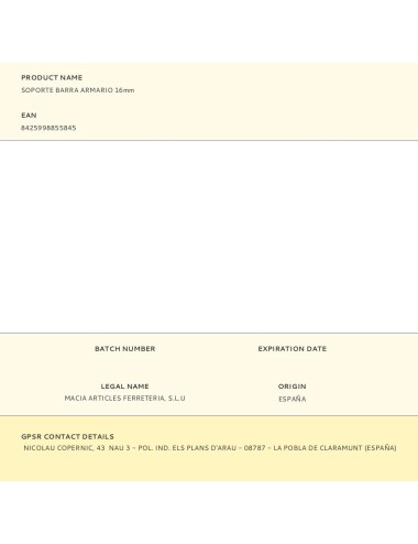 Soporte barra armario 16mm