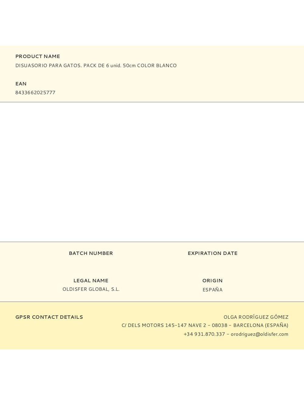 Disuasorio para gatos. pack de 6 unid. 50cm color blanco