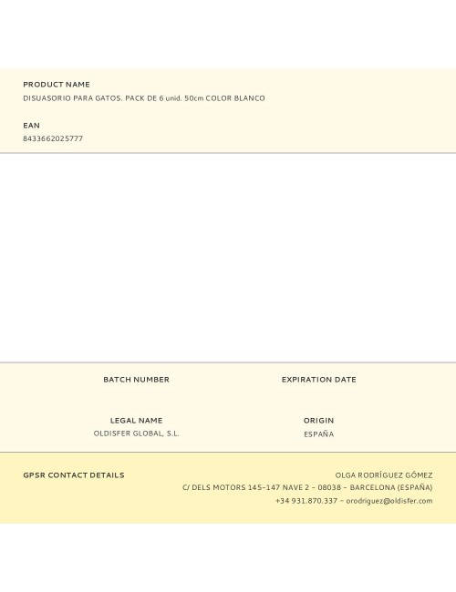 Disuasorio para gatos. pack de 6 unid. 50cm color blanco
