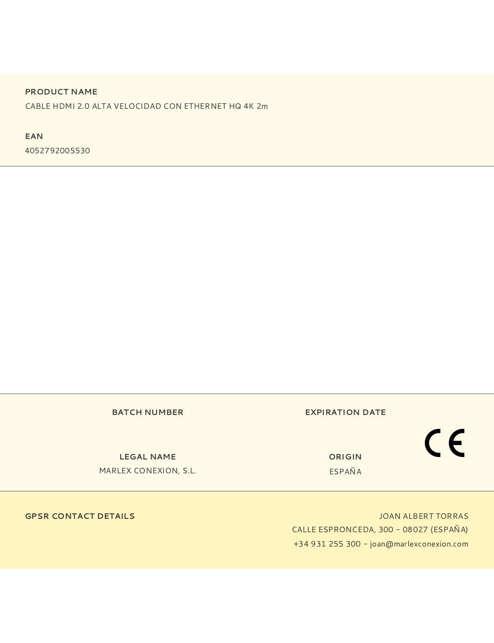 Cable hdmi 2.0 alta velocidad con ethernet hq 4k 2m