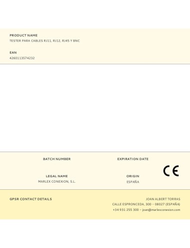 Tester para cables rj11, rj12, rj45 y bnc