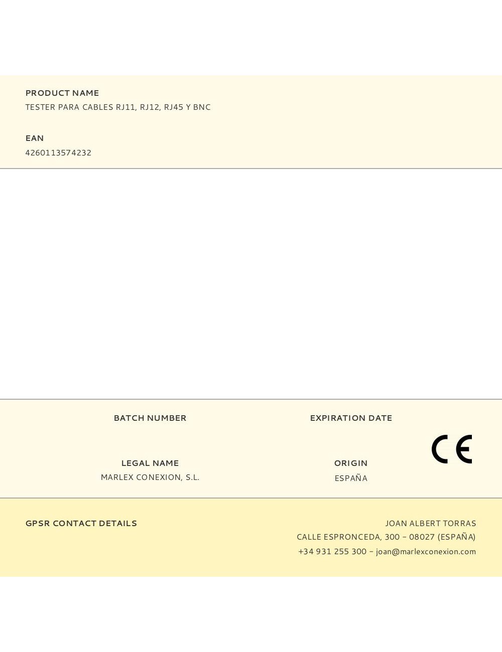 Tester para cables rj11, rj12, rj45 y bnc