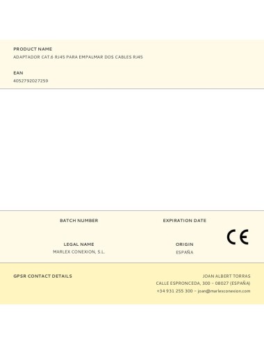 Adaptador cat.6 rj45 para empalmar dos cables rj45