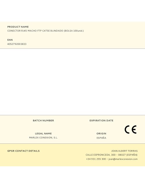 Conector rj45 macho ftp cat5e blindado (bolsa 100unid.)