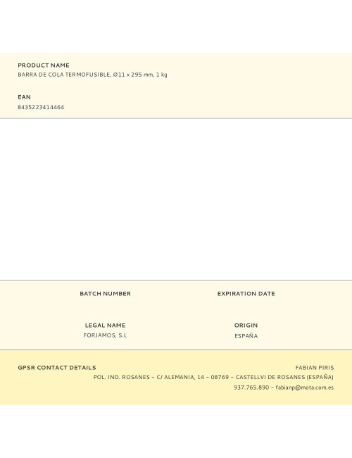 Barra de cola termofusible, ø11 x 295 mm, 1 kg