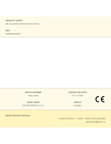 Ms sellante adhesivo gris 290 ml