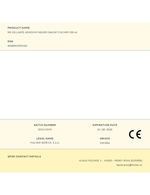 Ms sellante adhesivo negro 546187 fischer 290 ml