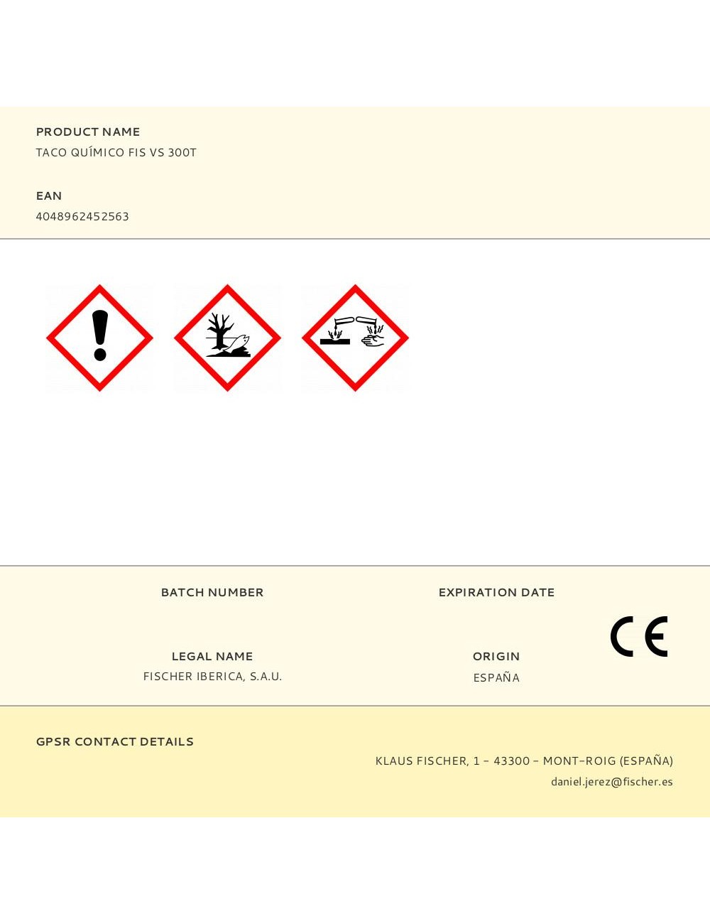 Taco químico fis vs 300t