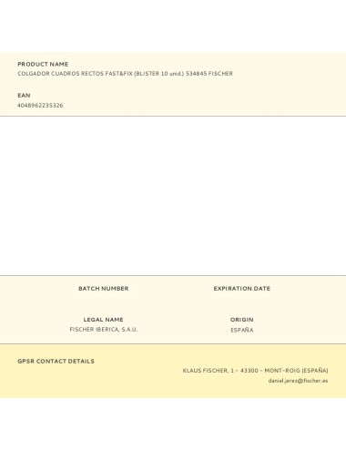 Colgador cuadros rectos fast&fix (blister 10 unid.) 534845 fischer