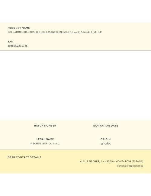 Colgador cuadros rectos fast&fix (blister 10 unid.) 534845 fischer