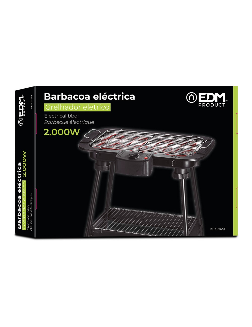 Barbacoa electrica de pie 2000 w 48 x 35 x 70 cm