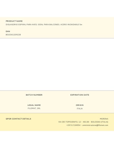 Disuasorio espiral para aves. ideal para balcones. acero inoxidable 5m