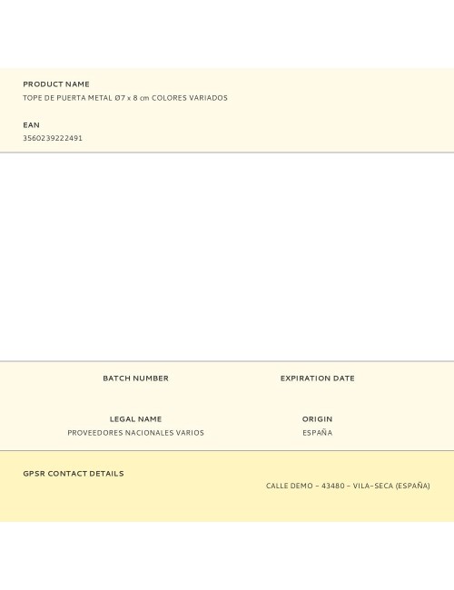 Tope de puerta metal ø7 x 8 cm colores variados