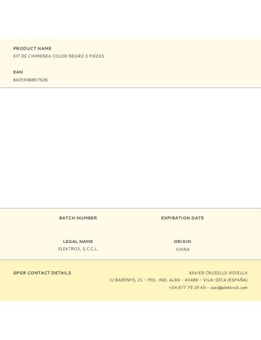 Kit de chimenea color negro 3 piezas