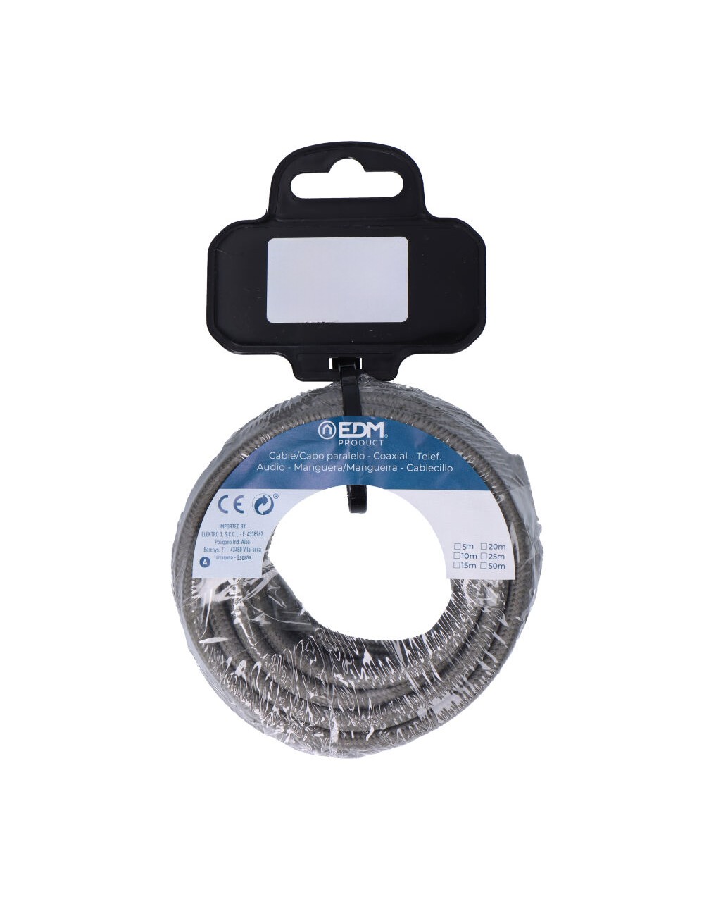 Carrete cable cordón tubular h03vv-f 2 x 0,75 mm gris oscuro, 5 m