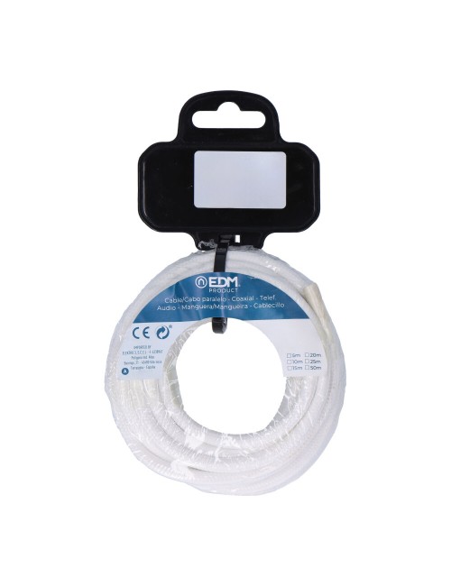 Carrete cable cordón tubular h03vv-f 2 x 0,75 mm blanco, 5 m