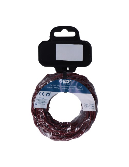 Carrete cable textil trenzado h03vv-f 2 x 0,75 mm burdeos, 5 m