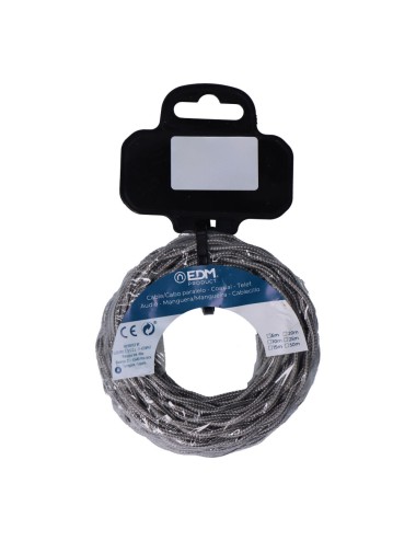 Carrete cable textil trenzado h03vv-f 2 x 0,75 mm gris oscuro, 5 m