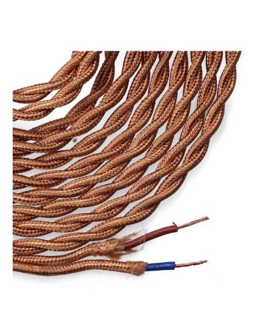 Carrete cable textil trenzado h03vv-f 2 x 0,75 mm oro, 5 m