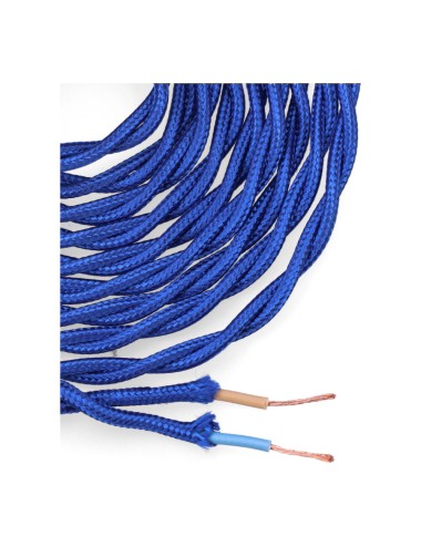 Carrete cable textil trenzado h03vv-f 2 x 0,75 mm azul, 5 m