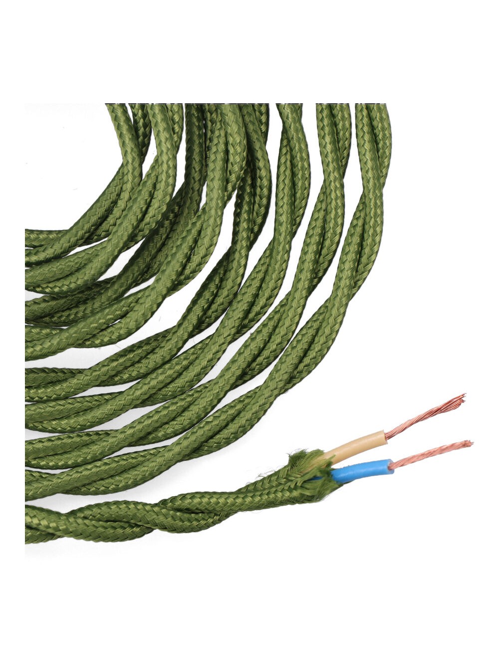 Carrete cable textil trenzado h03vv-f 2 x 0,75 mm verde, 5 m