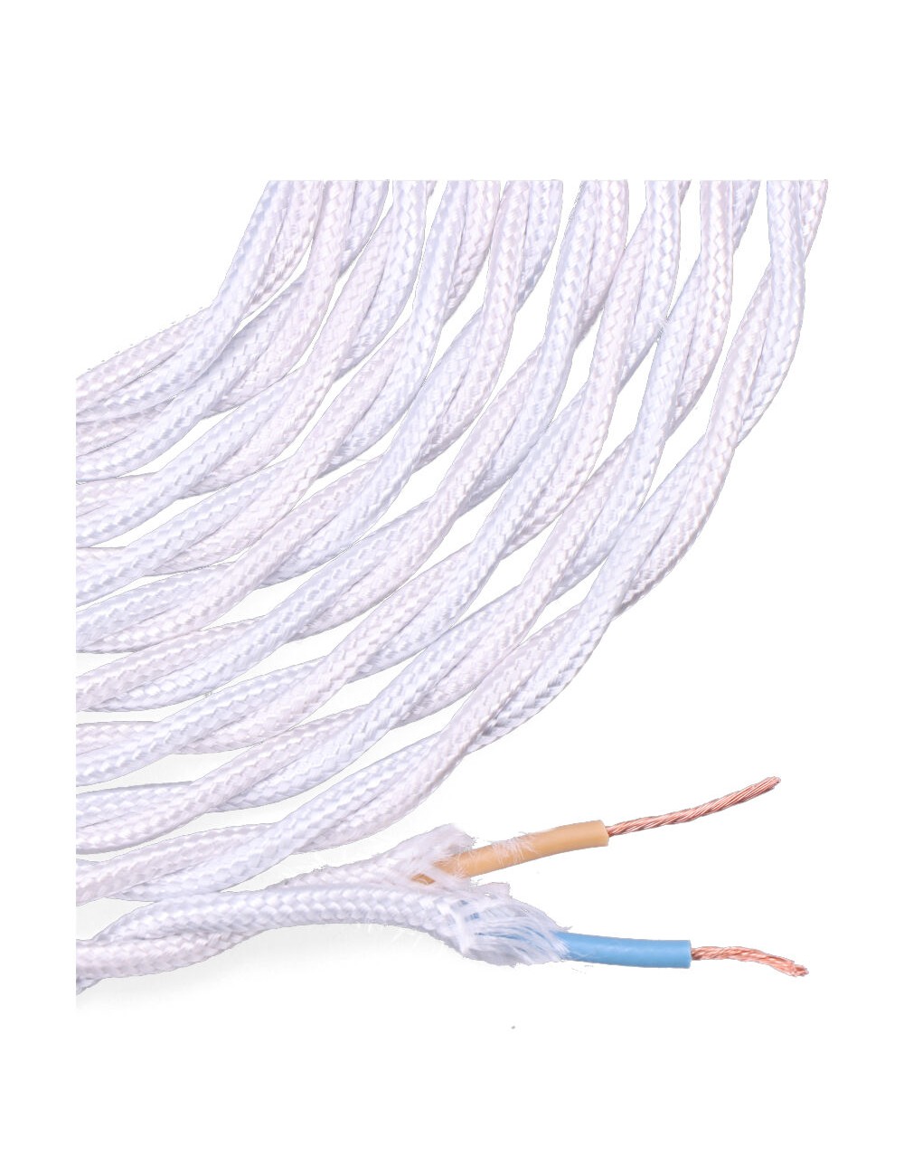 Carrete cable textil trenzado h03vv-f 2 x 0,75 mm gris plateado, 5 m