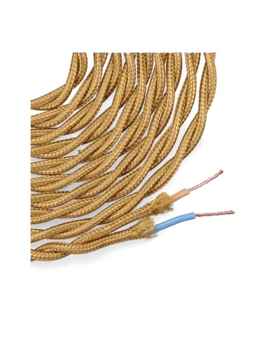 Carrete cable textil trenzado h03vv-f 2 x 0,75 mm oro oscuro, 5 m