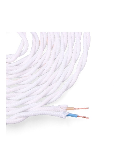 Carrete cable textil trenzado h03vv-f 2 x 0,75 mm blanco, 5 m