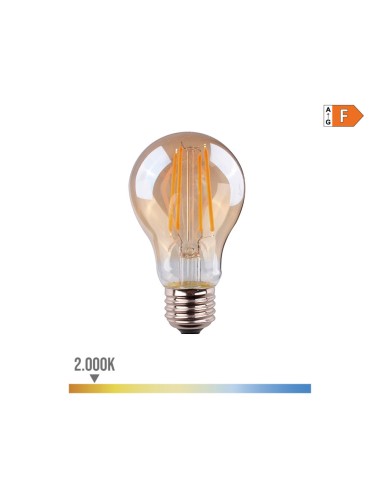 Bombilla standard con filamento de led, cristal vintage e27 6 w 560 lm 2000 k luz calida ø6 x 10,6 cm