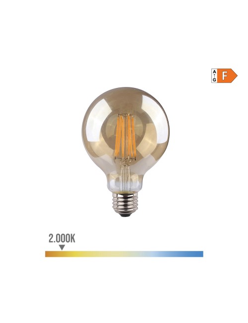 Bombilla de globo con filamento de led, cristal vintage e27 8 w 720 lm 2000 k luz calida ø9,5 x 14 cm