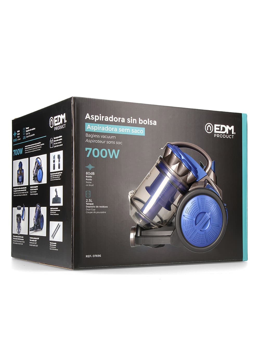 Aspiradora sin bolsa multiciclonico clase "a" 700 w 2,5 l