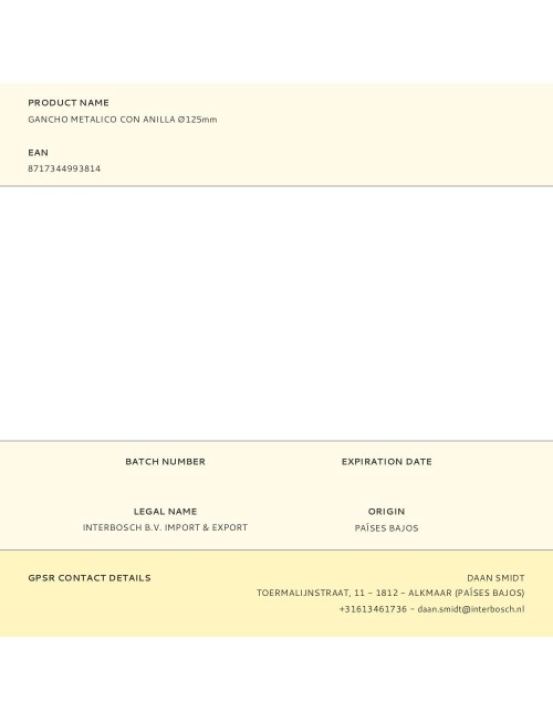 Gancho metalico con anilla ø125 mm