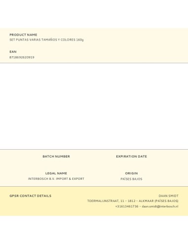 Set puntas varias tamaños y colores 160g