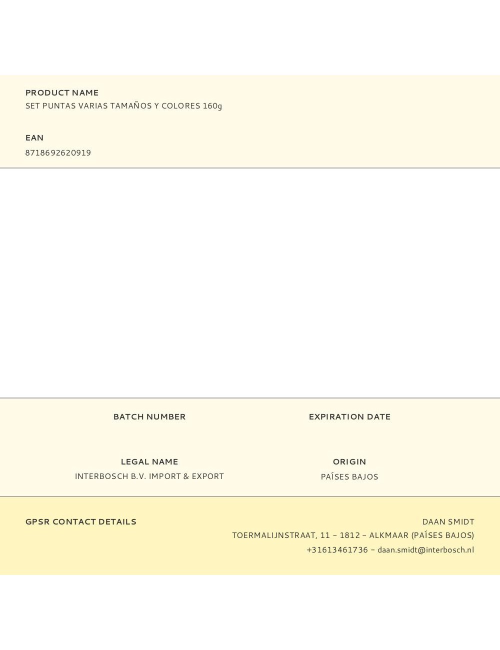 Set puntas varias tamaños y colores 160g