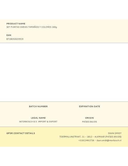 Set puntas varias tamaños y colores 160g