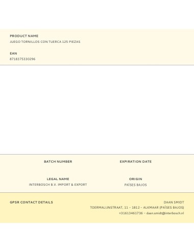 Juego tornillos con tuerca 125 piezas